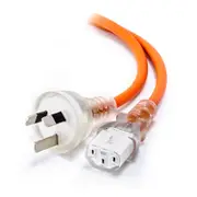 [MF-AUS3PC13-03-MC] 3m Medical Power Cable 3 Pin Mains Plug to IEC C13 Male to Female Orange