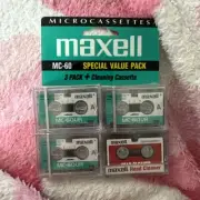 Maxell Microcassettes 3 Pack Plus Cleaning Cassette MC-60 Value Pack