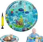 Aqua Cats Water Mat, Pet Water Bed for Cats and Dogs, 2025 New Thickened Cat Waters Mat with Fish, Summer Indoor Interactive Pet Toys, Feel Cool Comfort Playmat (G-Round 39.4in)