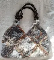 Winter Crochet wool mohair shoulder bag, Granny square Scramble Sack, Bohemian