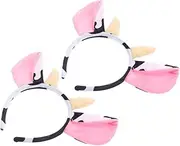 Baluue 2pcs Flexible Cow Ears Headband for Cute Plush Animal Costume Accessories for Parties and Themed Events Head