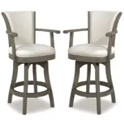 Home Square 2 Piece 27" Counter Height Bar Stool Set in Natural White