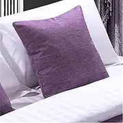 Cotton Linen Bed Runner Scarf Solid Color Bedspreads Bed Covers Bedding Protector for Bedroom Hotel Bed Tail Towel,Purple-50X50cm Pillowcase with Insert
