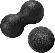 TOMVAES 2PCS Massage Lacrosse Ball and Peanut Massage Ball Set, Fascia Ball Set, Lacrosse Ball, Muscle Roller for Spine, Fascia Training, Acupressure Plantar Fasciitis Reflexology Massage (Black)