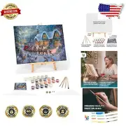 DIY Paint by Numbers Kit for Adults - Framed 16x20 Christmas Magic Canvas