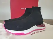 Salvatore Ferragamo Women Black Pink Ninette Sock Sneaker Shoes 8.5 C New In Box