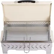 Fenteer Foldable Charcoal Grill Barbecue Grill Compact Camping Furnace Liftable Grilling Net for Backpacking, Backyard, Hiking, White