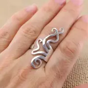 Solid 925 Sterling Silver Adjustable Fork Ring Unique Handmade Jewelry For Him