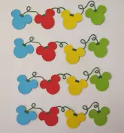 Die Cut BORDER Christmas Disney Mickey Tree Lights Scrapbook Paper Piecing 4 pcs