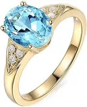 [Angel's Finery] Dazzling Gold Plated Cubic Zirconia CZ Adjustable Oval Colourful Ring with Three Side Stone Clusters Gifts for Wife Sister Friend Mother Daughter Grandma End Financial Year Birthday EOFY