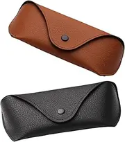[Tzylomirx] Glass Case, Glasses Storage Box, Soft Portable PU Leather Sunglasses Case, Flexible Slim Reading Glasses Storage Box, 2 Pack, Black and Brown