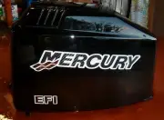 Mercury outboard decals Carbon fiber with chrome tails other hp by request
