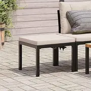 Garden Stool with Cushion Black Powder-Coated Steel Patio Foot Rest