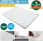 6CM Premium Memory Foam Mattress Topper with Bamboo Cover Protector Pad S/D/Q/K