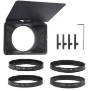 FOTGA Mini Matte Box Carbon Fiber Top Flag 4 Adapter Rings 67/72/77/82mm fr DSLR