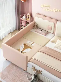在飛比找樂天市場購物網優惠-兒童床拼接床帶護欄加寬床拼接床邊床女孩床側邊床新生嬰兒寶寶床