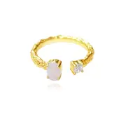 Culturesse Eislyn Sterling Silver Clear Cloudy Zircon Open Ring 18K Gold Plating