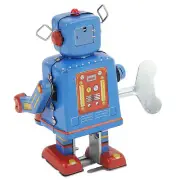 Clockwork Drumming Robot Toy Tinplate Retro Hand Made Drum Wind Up Robot MN