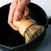 Wooden Palm Pot Brush Bamboo Round Mini Scrub Brush Scrubber for Dish Washing
