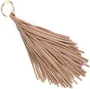 [KESYOO] Coffee Leather Tassel Keychain Circle Key Rings Tassel Keychain Charms Bookmark Tassels Handbag Backpack Hanging Pendant Decor for Women Purse Decorations