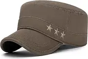 [Glamorstar] Unisex Cadet Army Caps Military Cap Vintage Flat Top Hats for Men Women