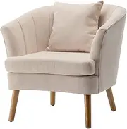 Linen Armchair Lounge Accent Chair w/Cushion Single Seater Sofa in Cream White