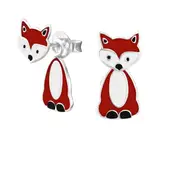 Kids Silver Fox Stud Earrings