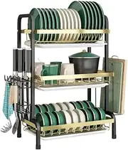 Uandhome Over The Sink Dish Rack,64-100 CM,Length Adjustable Extra Heavy Duty Adjustable Length and Height Large Dish Drying Stand Drainer with Utensil Holder for Kitchen Countertop Organizer (S)