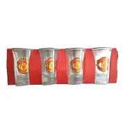 Manchester United Shot Glass X 4 ! Beer Bar Man Cave Soccer New Inbox Rare