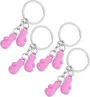 [TOVINANNA] 4pcs Boxing Glove Pendant Keychain Sport Bag Ornament for Fitness Lovers Eye Catching Metal Keyring for Gym Parties and Trainers Pink