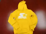 RETRO STARTER HOODED YELLOW SWEATSHIRT SIZE YOUTH M