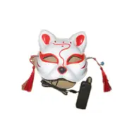 Half-Faced LED Light Emitting Japanese styel Mask for Halloween Dress up Party Dance 16X18CM Orange