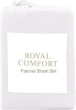 Royal Comfort Sheet Set Polar Fleece Ultra Soft Bedding 1 x Flat Sheet, 1 x Fitted Sheet, 2 x Pillowcases, (4 Pcs, King, White)