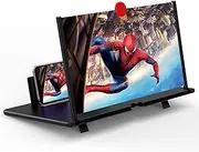 12" 3D HD Mobile Phone Magnifier Projector Screen for Movies, Videos, and Gaming - Foldable Phone Stand With Screen Amplifier - Supports All Smartphones (Black)