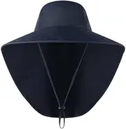 [AIMALL] 1x Neck Flap Cap Unisex Outdoor Sport Fishing Hat Sun Protection Wide Brim Cover - Adjustable Fit