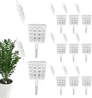 Fertilizer Mesh Baskets - Plant Grow Fertiliser Container | Bonsai Fertilizer Basket | 10 Pieces Garden Nursery Pots with Lid | Patio Lawn Supplies for Flower Succulent Potted Plants Backyard Farm