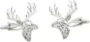 [JYHLSHBA] Cufflinks For Men 1 Pair Of Silver Cut-Out Deerhead Cufflinks For Men And Women