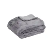 Tuscany Faux Sheep Wool Fur Throw Rug Grey 127 x 152cm Velvet Backing