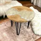 White Epoxy End Table Top, Resin Coffee Side Table Top, Sofa Corner Table Decor