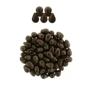100 Matte Dark Bronze Czech Glass Tear Drop Teardrops Beads 6MM