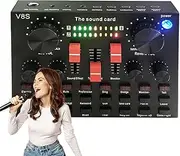 Sound Effects Board, Voice Changer Board, Compact Audio System Monitor, Audio Interface with Voice Changer and LED Lights, Practical PC Audio Interface for Streaming Use,