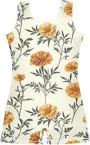[FRODOTGV] Yellow Marigolds Gymnastics Leotard for Girl Cute Tumbling Outfit for Training, Yoga, Tumbling