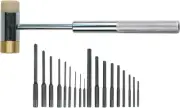 Wheeler Master Roll Pin Punch Set Dual Sided Hammer 5.9"L X 2.3"W X 8.3"H Silver