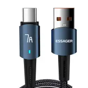 ESSAGER 7A USB-A to Type-C Cable QC VOOC IQOO SCP AFC Fast Charging Data Transmission Copper Core LIne 0.5M/1M/2M/3M Lon