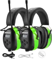 033 2Pack Upgraded 5.3 Bluetooth Hearing Protection AM FM Radio Headphones, Nois