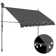 LED Lights Awning Retractable Outdoor Patio Arm Canopy Sun Shade 250cm