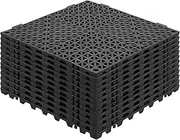 VEVOR Modular Interlocking Cushion, 12 Pack 30 x 30 cm Splicing Drainage Mats, PVC Interlocking Drainage Floor Tiles, Non-Slip Drainage Holes for Restroom, Bathroom, Kitchen, Pool, Wet Area, Black
