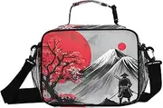 Japanese Samurai Cherry Insulated Lunch Box for Women Men - Ideal for Work, Picnics - Includes Adjustable Shoulder Strap
