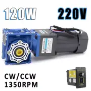AC220V 120W RV40 Worm Gear Reducer Gearbox Motor Gearmotor CW/CCW W/ Controller