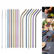 Thick Shake Milkshake Stainless Steel Straws Reusable Metal Drinking Straw Brush